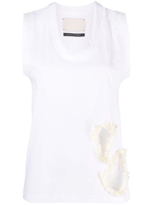 Cut-out-detail cotton vest - White