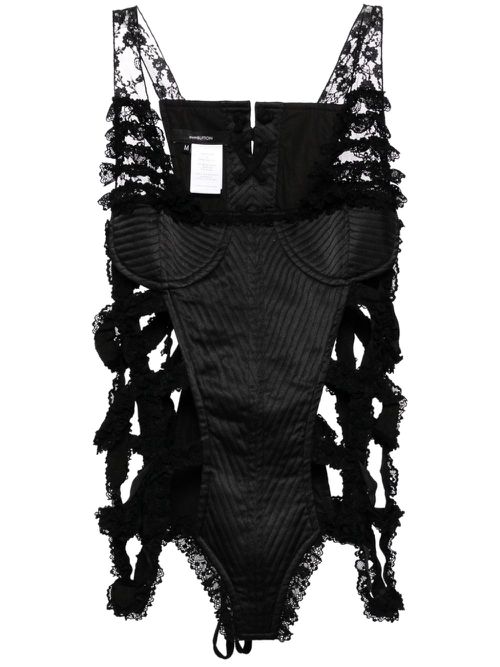 Lace embroidery sleeveless blouse - Black