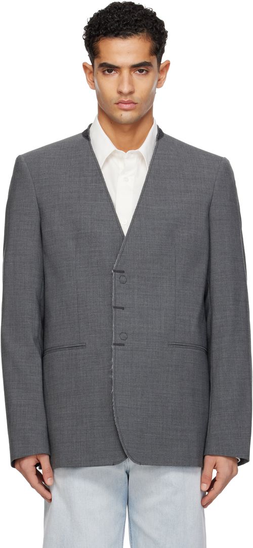 Gray Collarless Blazer