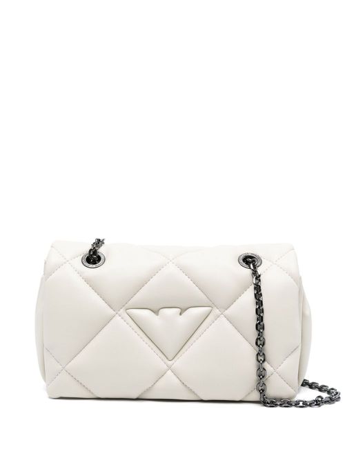 Logo-embossed faux-leather crossbody bag - White