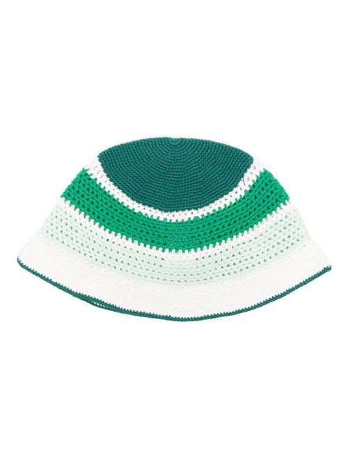 Striped crochet bucket hat - Green