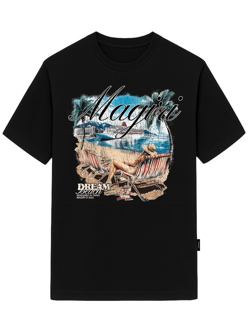 Magiri Dream Beach Printed T-hirt in Black - Black