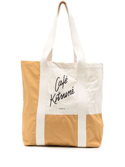 Logo-print canvas tote bag - Neutrals