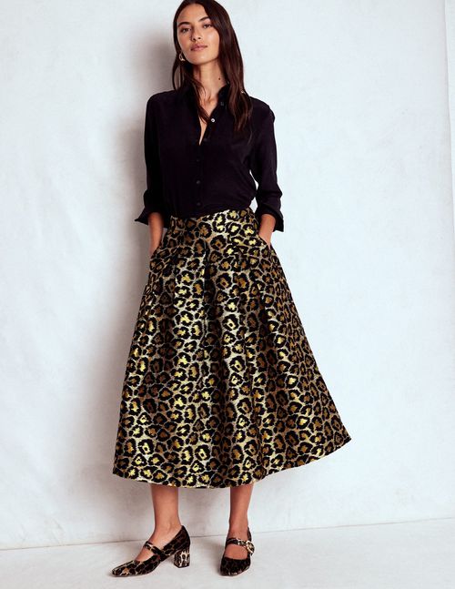 Verity Jacquard Midi Skirt Leopard Print