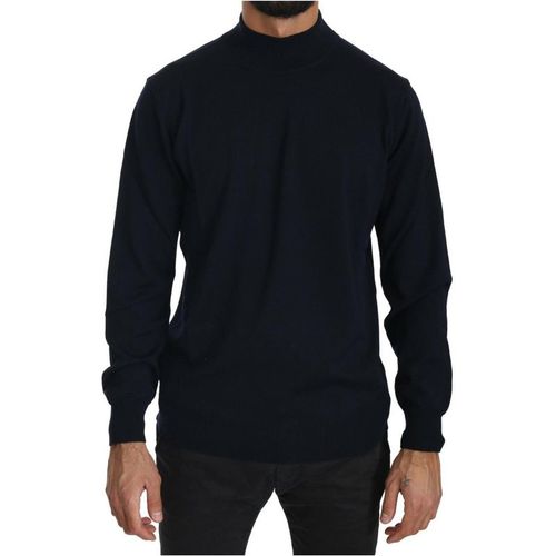 MILA SCHON Herren Dunkelblauer Rundhals-Pullover 100% Wolle