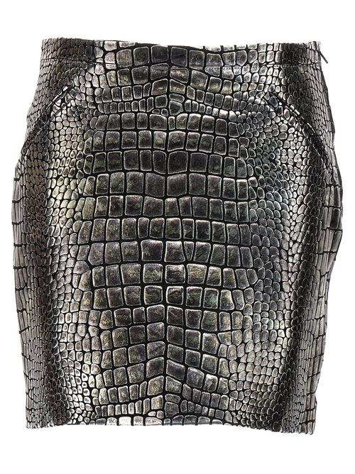 Laminated Croc Skirt