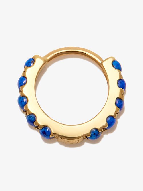 18K Yellow Gold Eternity Lapis Hoop Earring - Women's - Lapis Lazuli/18kt Yellow Gold