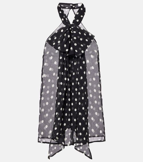 Polka-dot sheer silk tank top