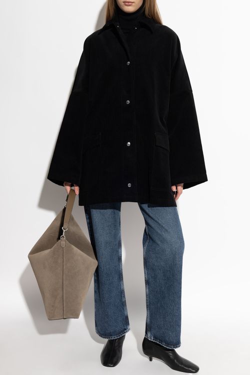 Corduroy Coat 'oversize', Women's, Black