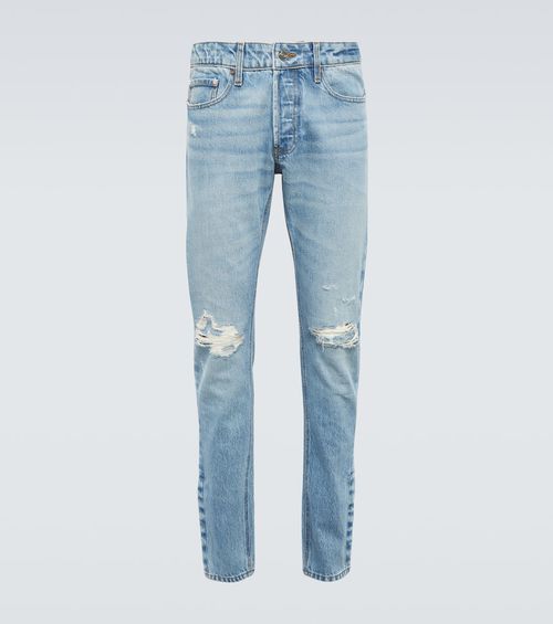 Slim-fit distressed jeans