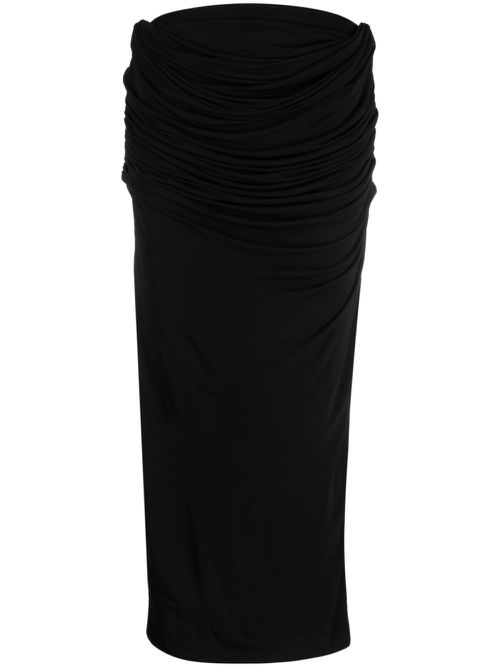 Draped midi straight skirt - Black