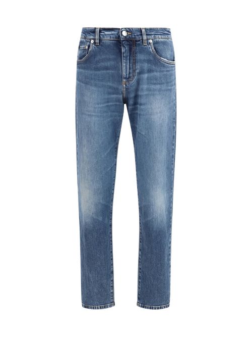 Straight-Leg Denim Jeans — Blue
