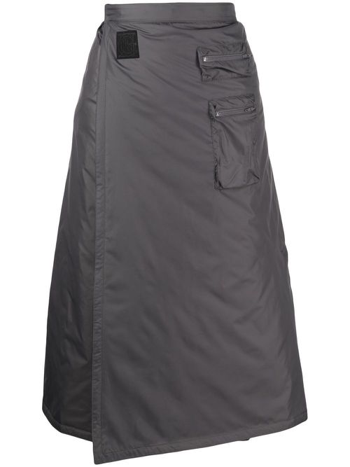Wrap-effect quilted midi skirt - Grey