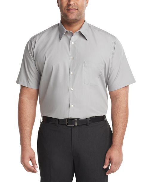 Men's Big & Tall Poplin Short Sleeve Dress Shirt - Greystone