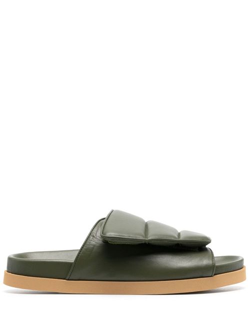 Open-toe padded slides - Green