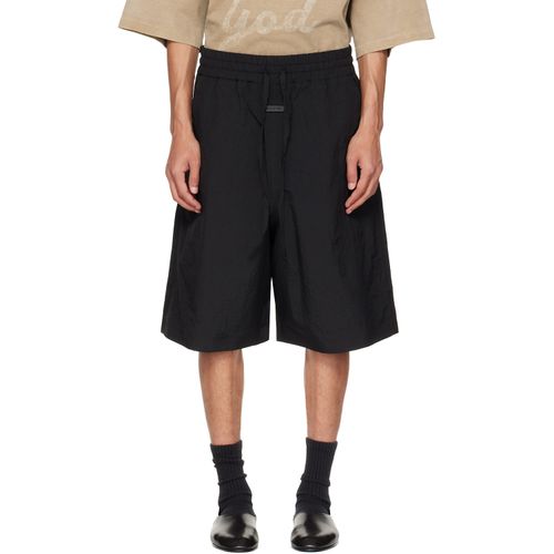 Black Nylon Ripstop Sport Shorts