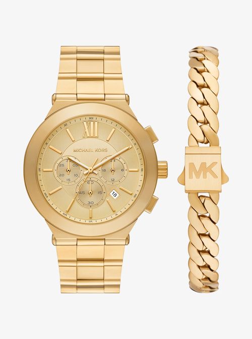 Oversized Billie Gold-Tone Watch and Bracelet Gift Set