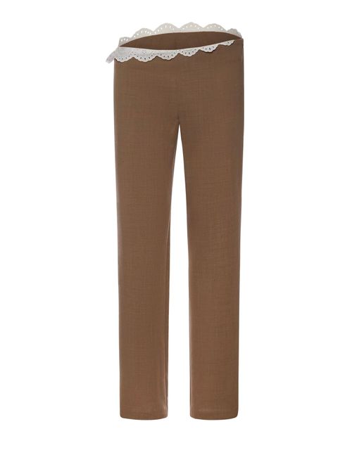Wool Trousers With Lace Waistband