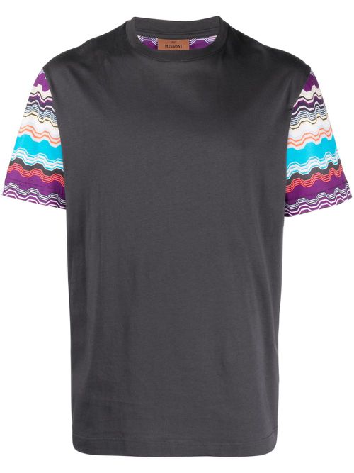 Zigzag-print cotton T-shirt - Grey
