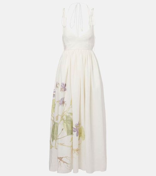 Floral linen maxi dress