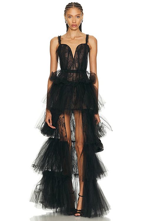 AKNVAS x REVOLVE Alfhild Bustier Tiered Gown in Black. - 10 also