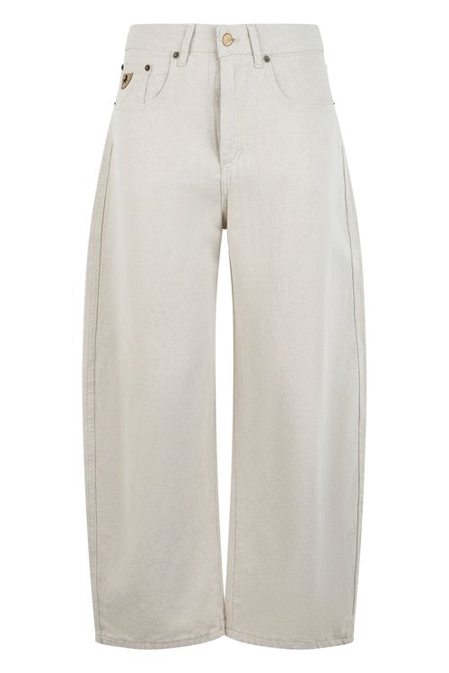 Loose-Fit High-Waisted Cotton-Linen Wide Leg Jeans