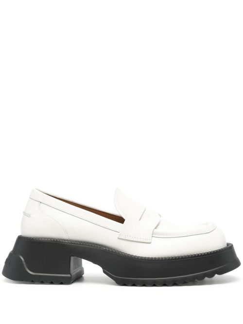 Two-tone leather loafers - White