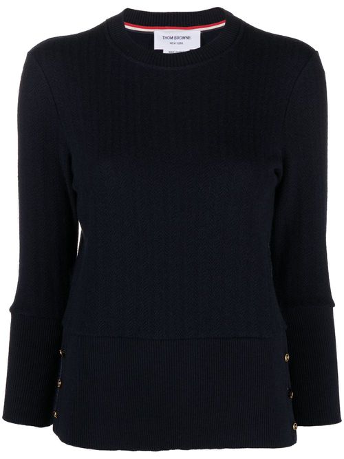 Chevron-knit virgin-wool sweater - 415 NAVY