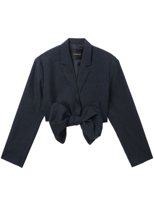 Bow-detail linen-blend jacket - Blue