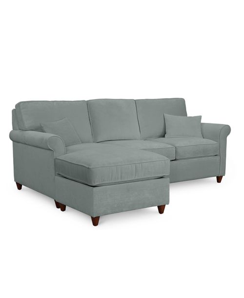 "Lidia 82"" Fabric 2-Pc. Reversible Chaise Sectional Sofa with Storage Ottoman - Custom Colors, Created for Gypsy Smoked Pearl Gray"