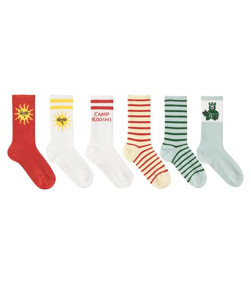 Set of 6 printed cotton-blend socks