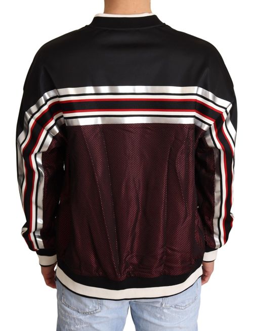 Striped Mesh Sport Sweatshirt — Black