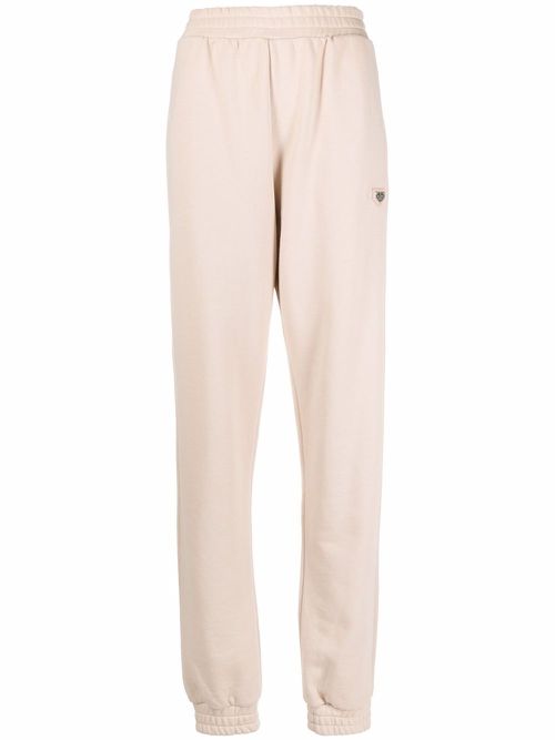 High-waisted cotton track pants - Neutrals
