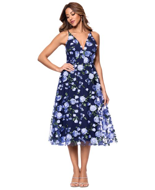 strapless open back dress Boho Colored Flower Lace Fit Flare Wedding Dress main image 1
