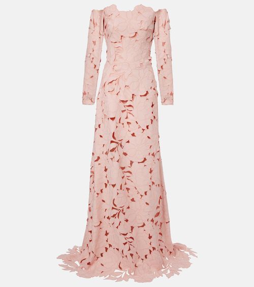 Costarellos Kasia floral off-shoulder lace gown