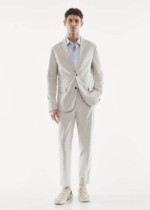 Slim-fit technical suit jacket beige - Man - 46 - 