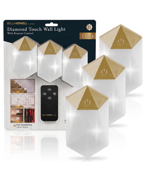 3-Pack Wireless Touch Led Wall Light Sconces with Remote - Gold