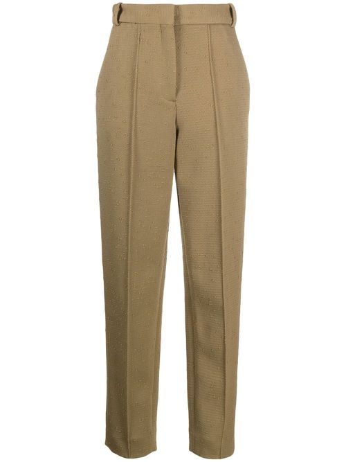 Pintuck tapered wool trousers - Green