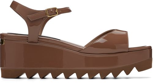 Brown Elyse Patent Platform Sandals