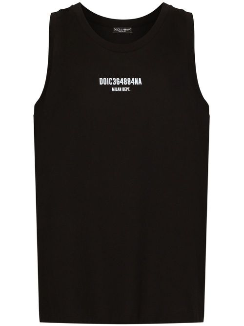 Logo-print sleeveless cotton T-shirt - Black
