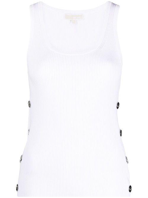 Button-embellished ribbed tank top - White