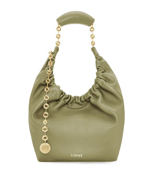 Small Leather Squeeze Top-Handle Bag