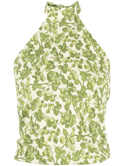 Floral-print halterneck top - Green