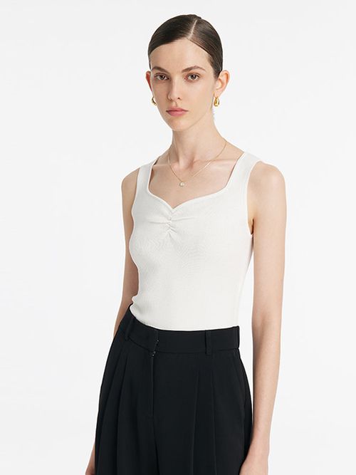 Acetate Knitted Ruched Women Vest