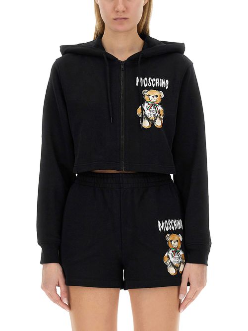 모스키노 여성 cropped sweatshirt with teddy bear logo
