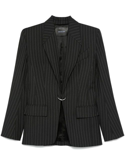 Pinstripe pierced blazer - Black