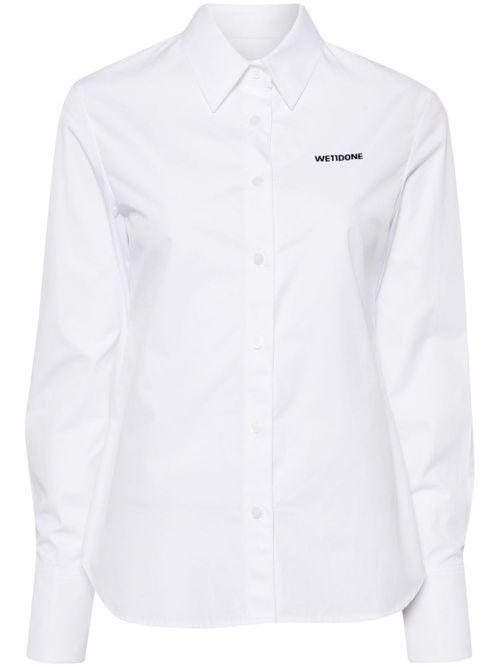 Logo-embroidered cotton shirt - White
