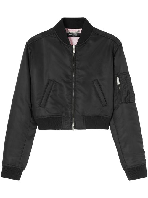Padded cropped bomber jacket - Black