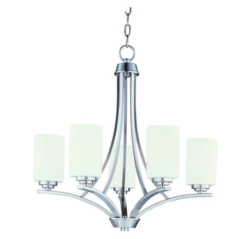 Maxim Deven 5-Light Satin White Chandelier in Satin Nicke