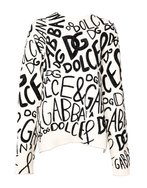 Logo-Print Cashmere Blend Sweater — White